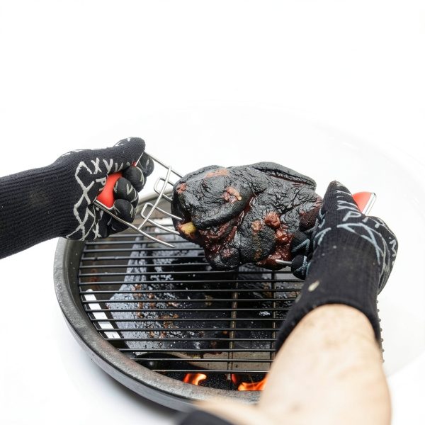 Charcoal Companion CC1130 Heat-Resistant BPA-Free Durable Stainless Steel Meat Claws, Red,-2