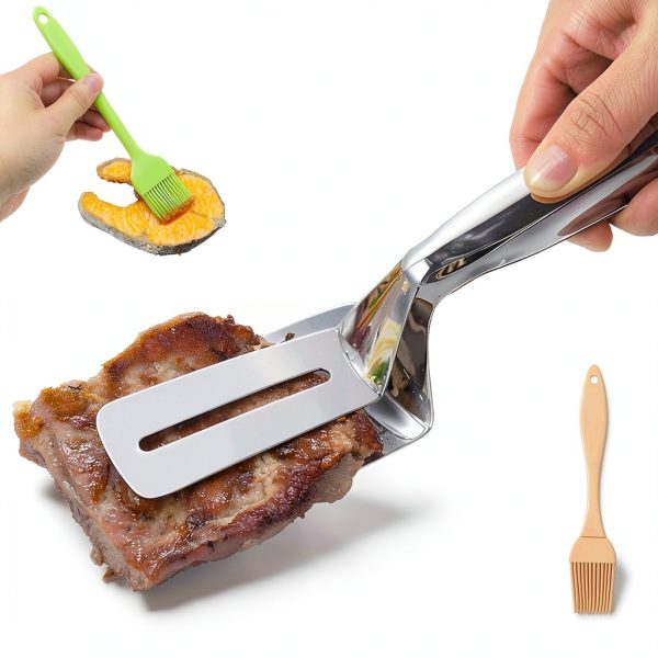 Stainless Steel Grill Clamp Spatula Generic 2in1 10in Clamp for BBQ-0