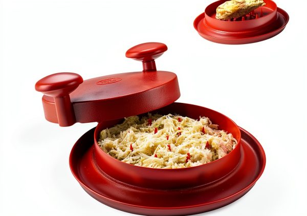 FusionBrands ShredMachine, Red -The Quick, Easy to Use Alternative to Bear Claws Meat Shredder for Pulled Pork, Beef, Chicken, & More - BPA Free Hand Shredder with Easy to Grip Handles, Non-Skid Base-0