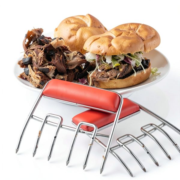 Charcoal Companion CC1130 Heat-Resistant BPA-Free Durable Stainless Steel Meat Claws, Red,-1