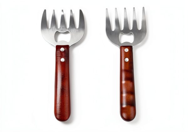 AIYUE Meat Shredding Claws Barbecue Fork Stainless Steel Wood Handle-4