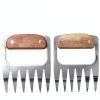 Outset Stainless Steel Meat Shredding Bear Claws With Acacia Wood Handles-6