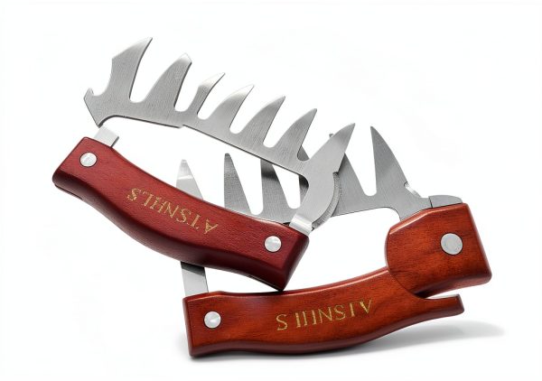 Meat Shredder Claws ATSNHLS BBQ Stainless Steel with Wood Handles-4