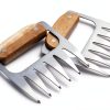 Outset Stainless Steel Meat Shredding Bear Claws With Acacia Wood Handles-4