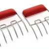 Charcoal Companion CC1130 Heat-Resistant BPA-Free Durable Stainless Steel Meat Claws, Red,-0