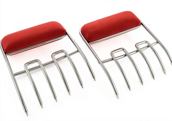 Charcoal Companion CC1130 Heat-Resistant BPA-Free Durable Stainless Steel Meat Claws, Red,-0