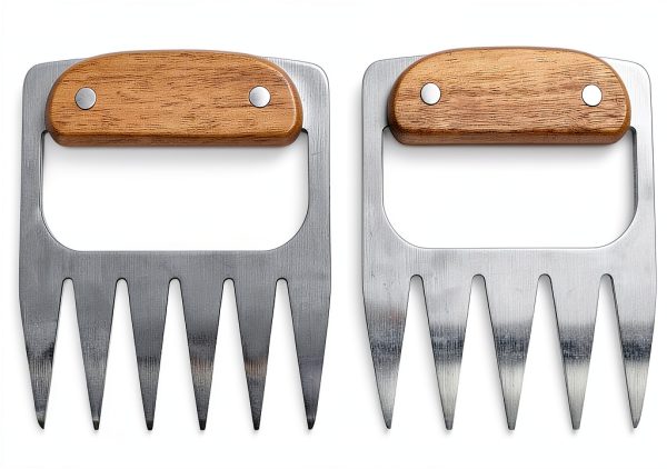 Outset Stainless Steel Meat Shredding Bear Claws With Acacia Wood Handles-0