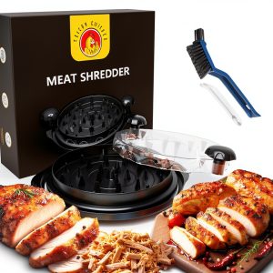 Easy Chicken Shredder Tool with Twist Action - BPA-Free, Large 11", Non-Slip, Dishwasher Safe, Clear Top, Cleaning Brush, Classic Black with Manual. For Meat, Beef, Pork from Tricky Chicken-0