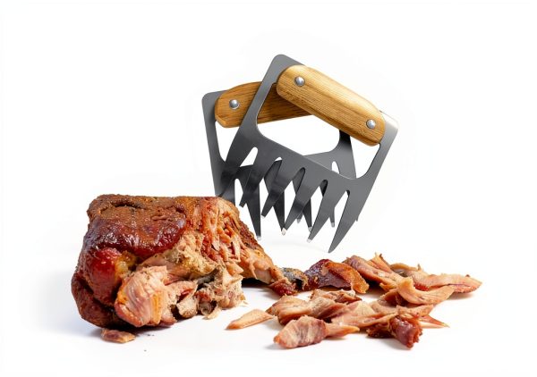 Outset Stainless Steel Meat Shredding Bear Claws With Acacia Wood Handles-5